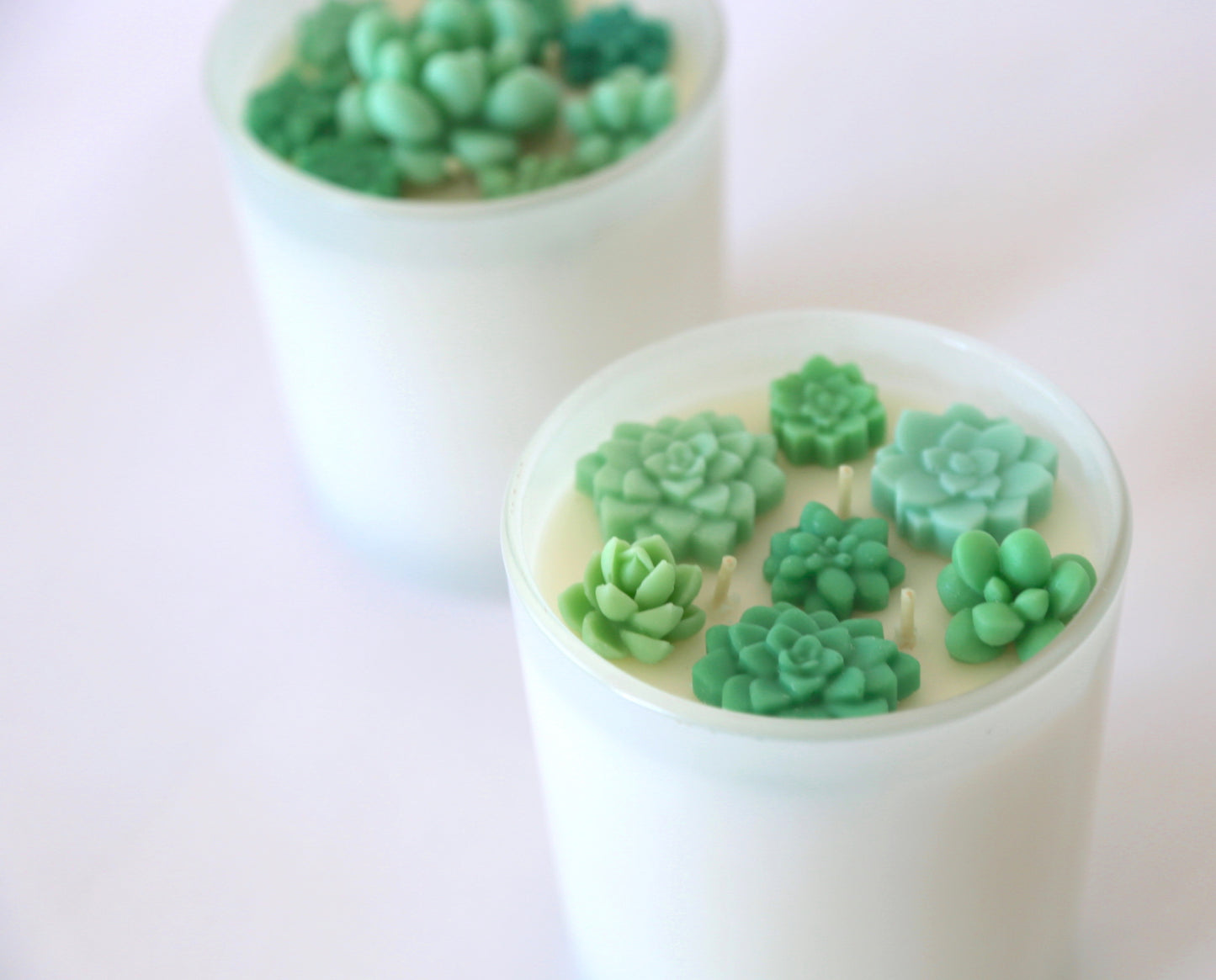 Spring Soy Candle 20oz topped with handcrafted wax succulent